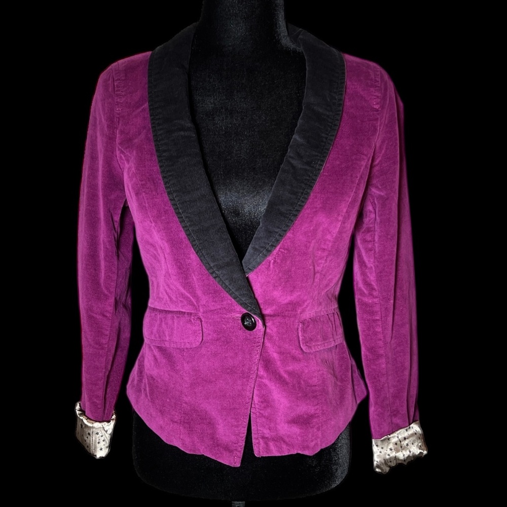 Arizona Jeans - Purple Velvet Tuxedo Jacket - Size S